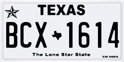 TX license plate BCX1614