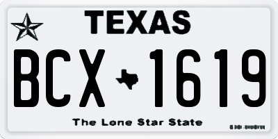 TX license plate BCX1619