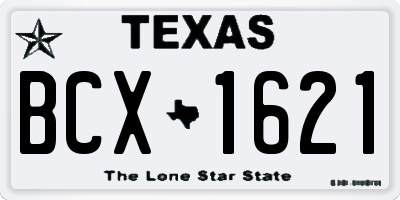TX license plate BCX1621