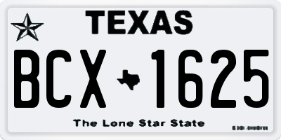 TX license plate BCX1625