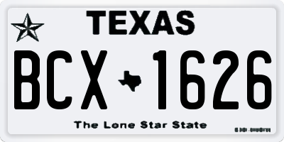 TX license plate BCX1626