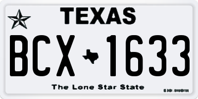 TX license plate BCX1633