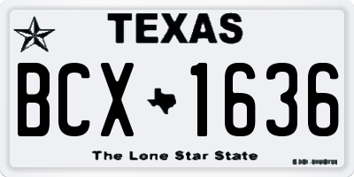 TX license plate BCX1636
