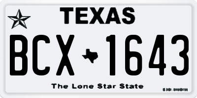 TX license plate BCX1643