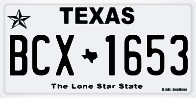 TX license plate BCX1653