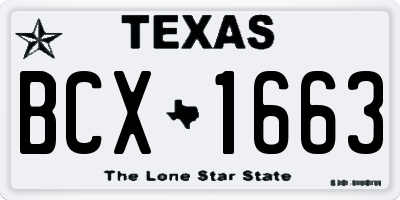 TX license plate BCX1663