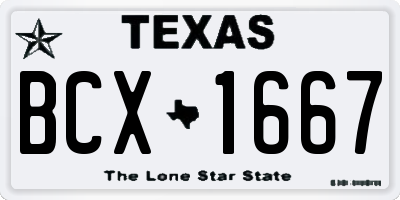 TX license plate BCX1667