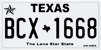 TX license plate BCX1668