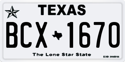 TX license plate BCX1670