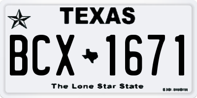 TX license plate BCX1671