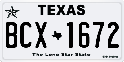 TX license plate BCX1672