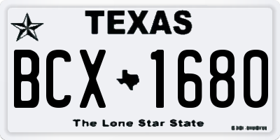TX license plate BCX1680