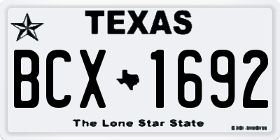 TX license plate BCX1692