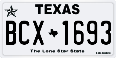 TX license plate BCX1693