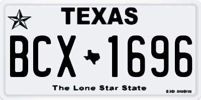TX license plate BCX1696