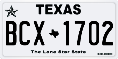 TX license plate BCX1702