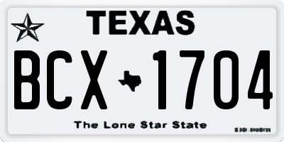 TX license plate BCX1704