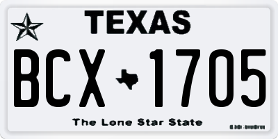 TX license plate BCX1705