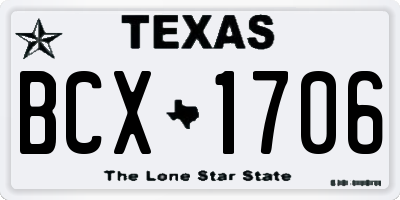 TX license plate BCX1706