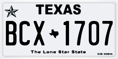 TX license plate BCX1707