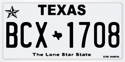 TX license plate BCX1708