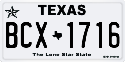 TX license plate BCX1716