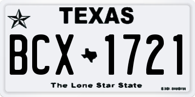 TX license plate BCX1721
