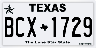 TX license plate BCX1729