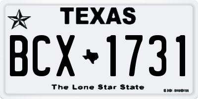 TX license plate BCX1731