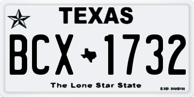 TX license plate BCX1732
