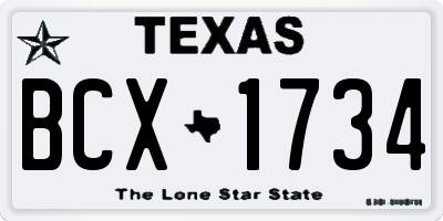 TX license plate BCX1734
