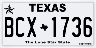 TX license plate BCX1736