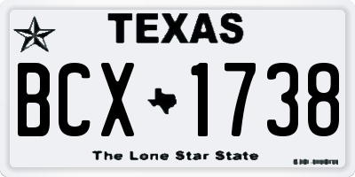 TX license plate BCX1738