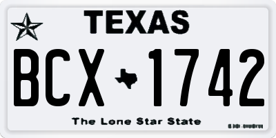 TX license plate BCX1742