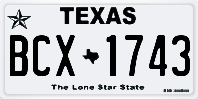 TX license plate BCX1743