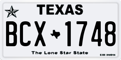 TX license plate BCX1748