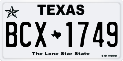 TX license plate BCX1749