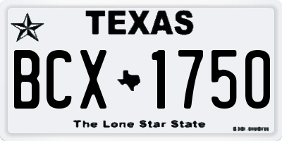 TX license plate BCX1750