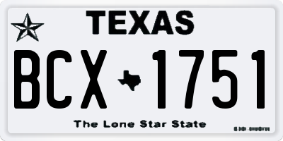 TX license plate BCX1751