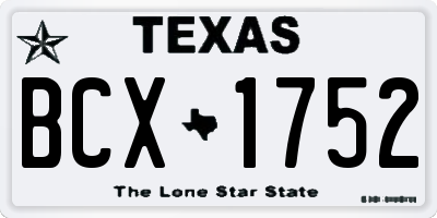TX license plate BCX1752
