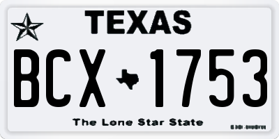 TX license plate BCX1753