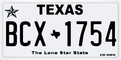 TX license plate BCX1754