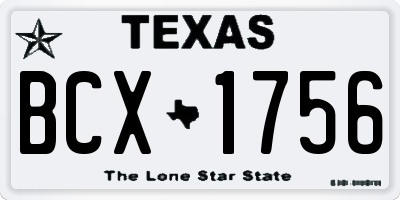 TX license plate BCX1756