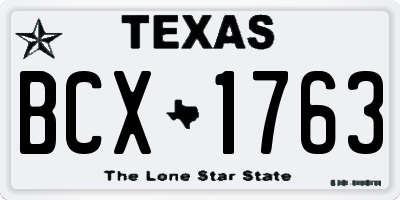 TX license plate BCX1763