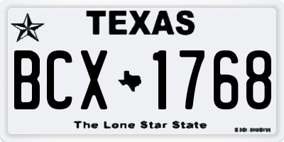 TX license plate BCX1768
