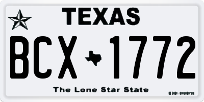 TX license plate BCX1772