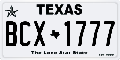 TX license plate BCX1777