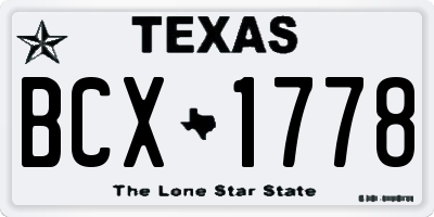 TX license plate BCX1778