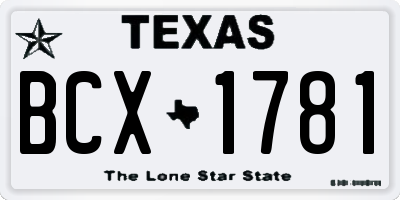 TX license plate BCX1781