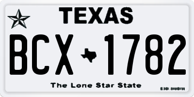 TX license plate BCX1782